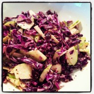 Red Cabbage and Craisin Coleslaw (made by kids)